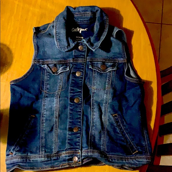 Cat & Jack Denim Jacket Vest Girls size XL 12/14 - Picture 3 of 4